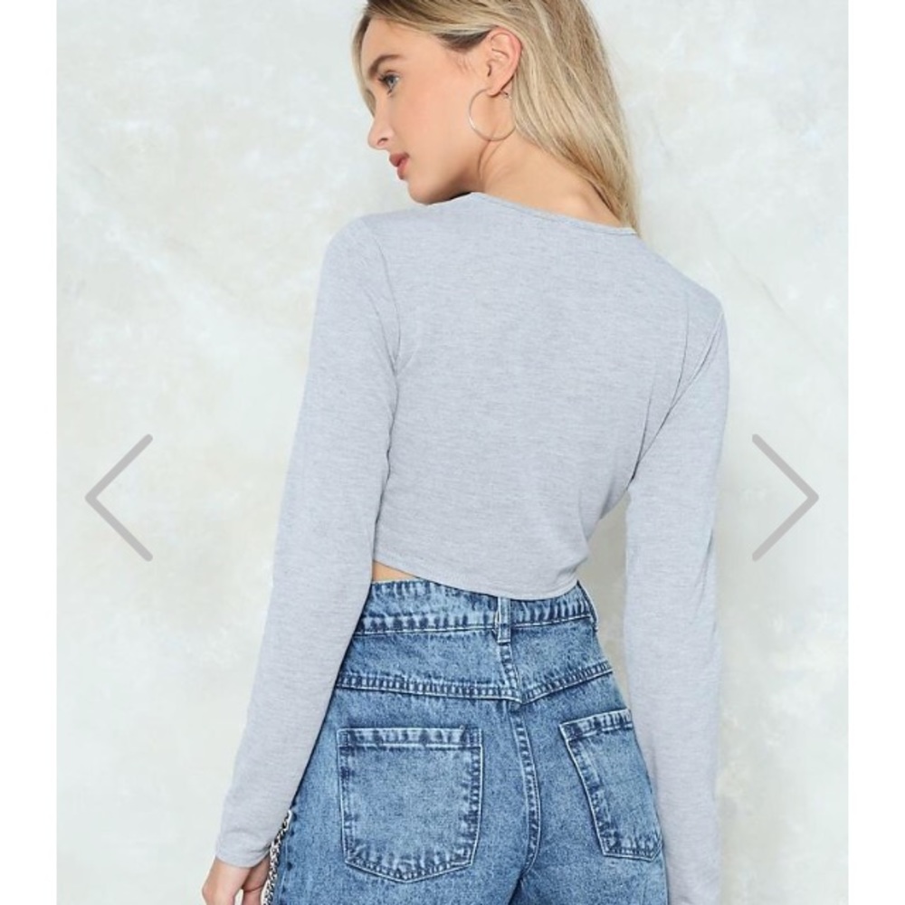 NastyGal grey long sleeve crop top